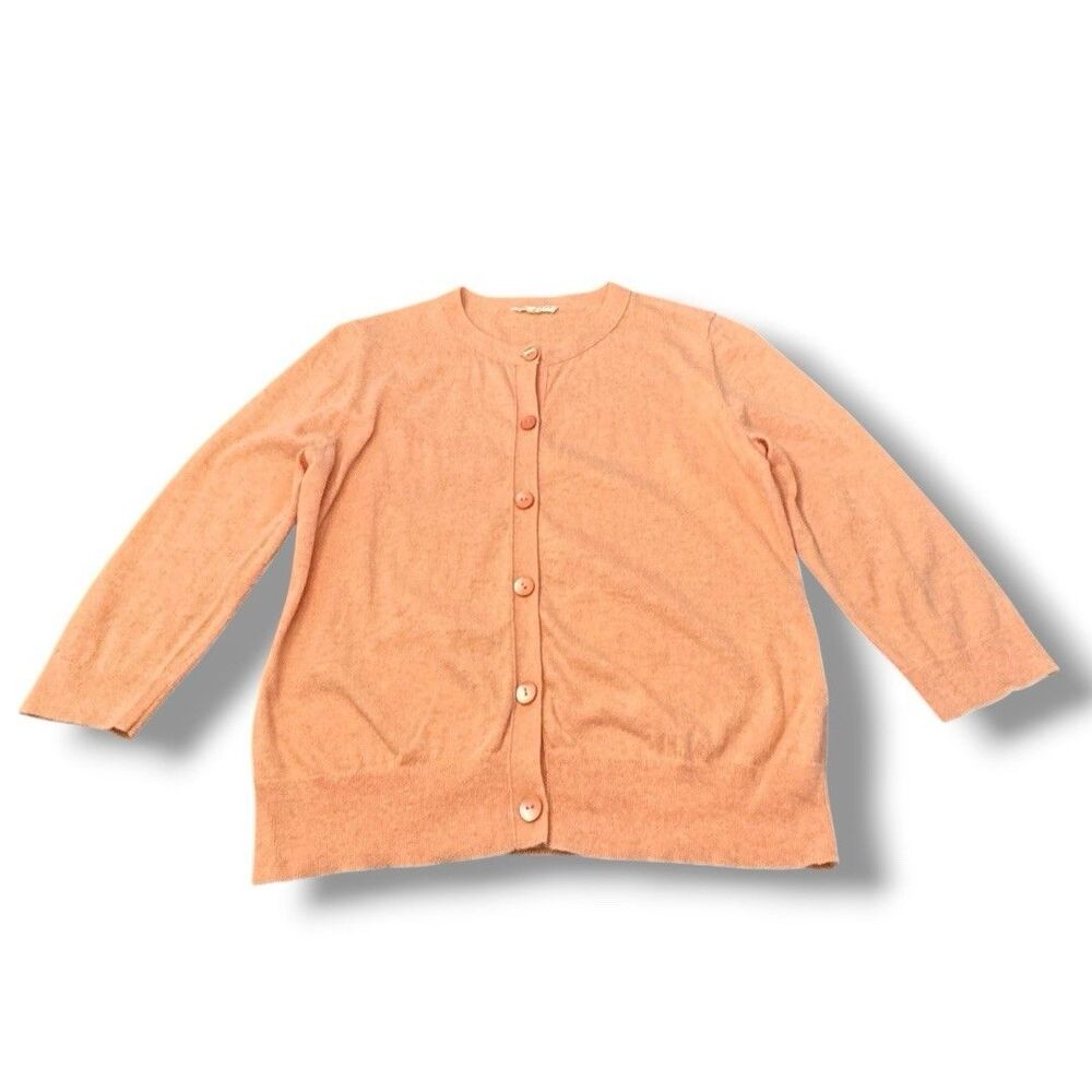 Eileen Fisher Petite Sweater Coral Cardigan Organic Cotton Cashmere Women’s PS